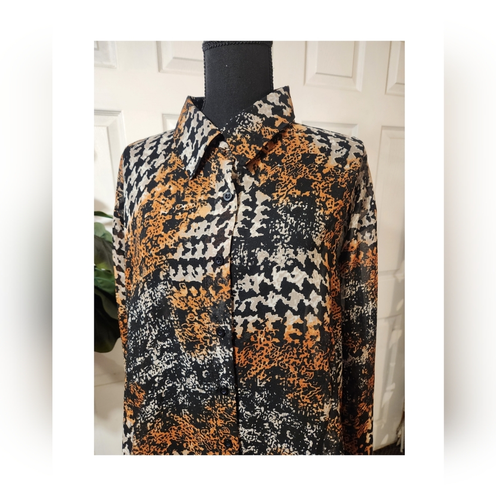 Vintage Erika Brooke Collection Women's Abstract High-Low Leopard Top | SIZE 6X